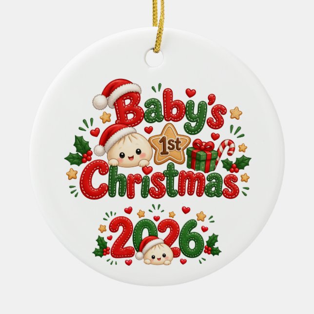 Baby's 1st Christmas 2026 Ceramic Ornament (Front)