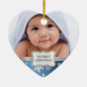 Baby's 1st Christmas.  Add your photo Ceramic Ornament