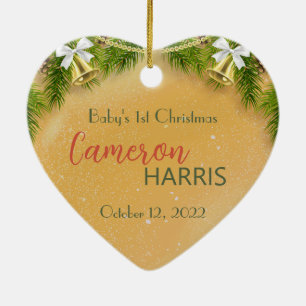 Baby's 1st Christmas Best Gift 2-sided Photo  Ceramic Ornament