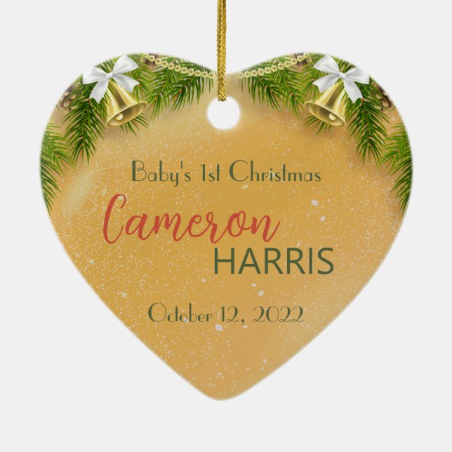 Baby's 1st Christmas Best Gift 2-sided Photo  Ceramic Ornament (Back)