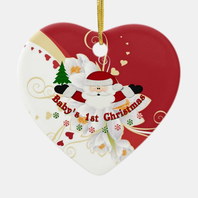 Babys 1st Christmas Ceramic Ornament (Front)