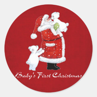 Babys 1st Christmas Classic Round Sticker