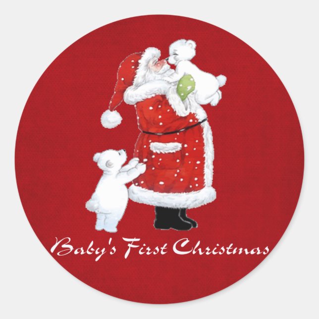Babys 1st Christmas Classic Round Sticker (Front)