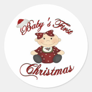 Babys 1st Christmas Classic Round Sticker