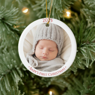 Babys 1st Christmas Custom Two Side Photo Ornament