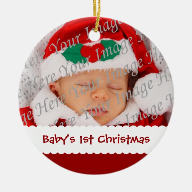 Baby's 1st Christmas Dated Photo Ornament (Front)