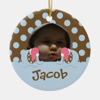 Baby's 1st Christmas Elephant Ornament-blue/brown Ceramic Ornament