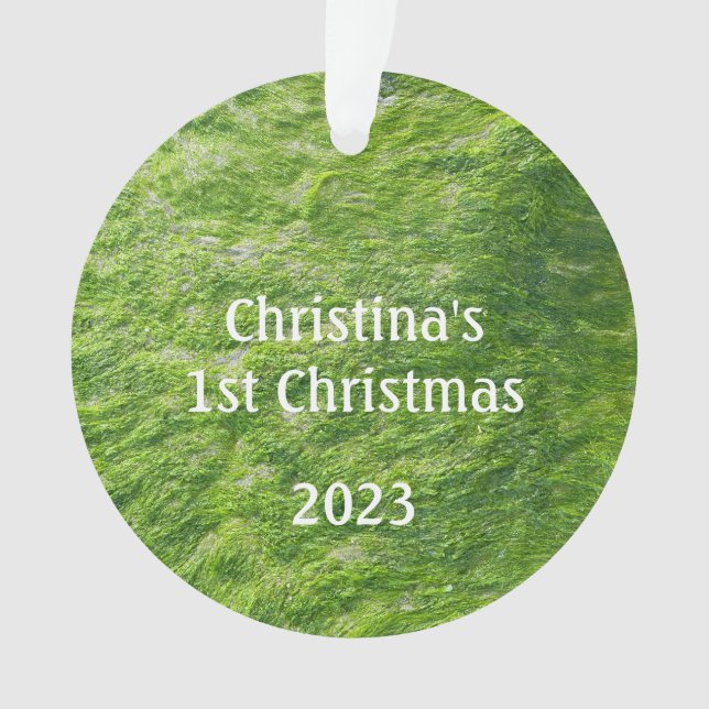 Baby's 1st Christmas Green Sea Moss Nature Gift Ornament (Front)