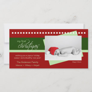 Baby's 1st Christmas Holiday Photocard (red) Card