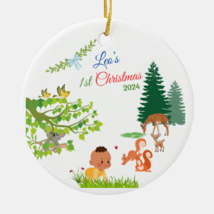Baby's 1st Christmas (Leo's style) Ceramic Ornament