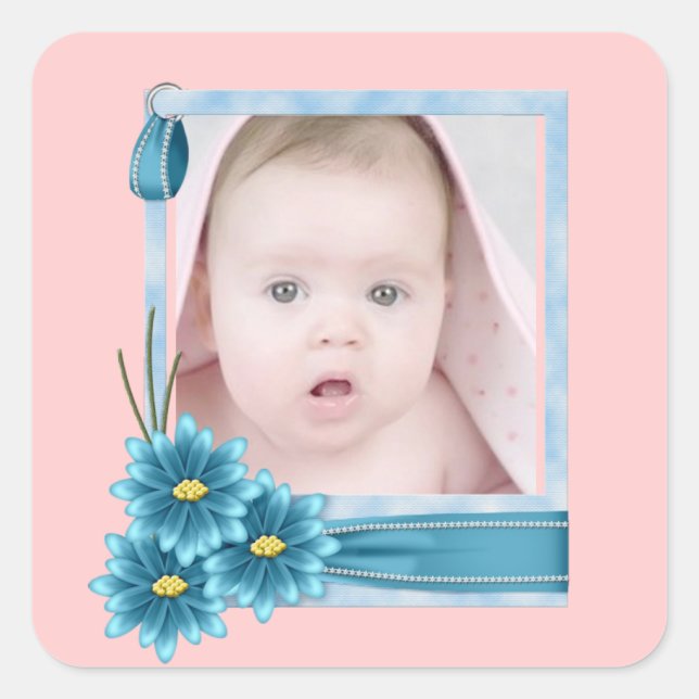 Babys 1st Christmas new  Baby Photo Square Sticker (Front)