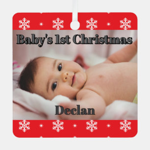 Baby's 1st Christmas Personalized Metal Ornament