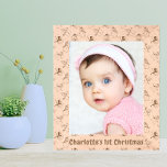 Baby's 1st Christmas Photo | Cute Snowman Pattern Etched Frames<br><div class="desc">A cute etched photo frame featuring a christmas snowman pattern and "Charlotte's 1st Christmas" at the bottom. To change the text click on the personalize button. Contains A.I.</div>