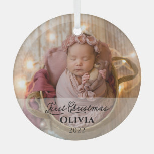 Baby's 1st Christmas Photo Keepsake Glass Ornament