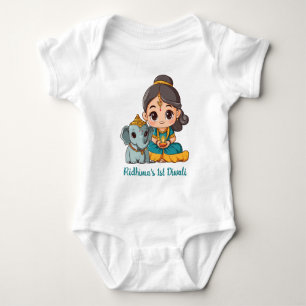 Baby's 1st Diwali with cute elephant Baby Bodysuit
