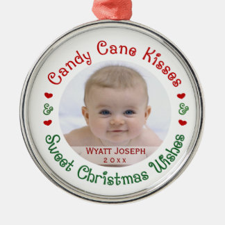 Baby's 1st First Christmas Holiday Photo Gift Metal Ornament