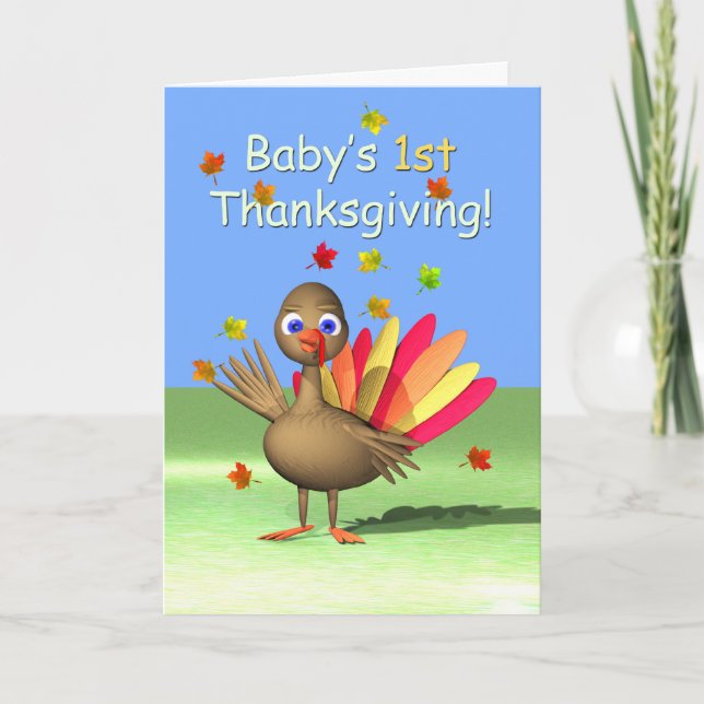 Baby's 1st Thanksgiving - Baby Turkey Holiday Card (Front)