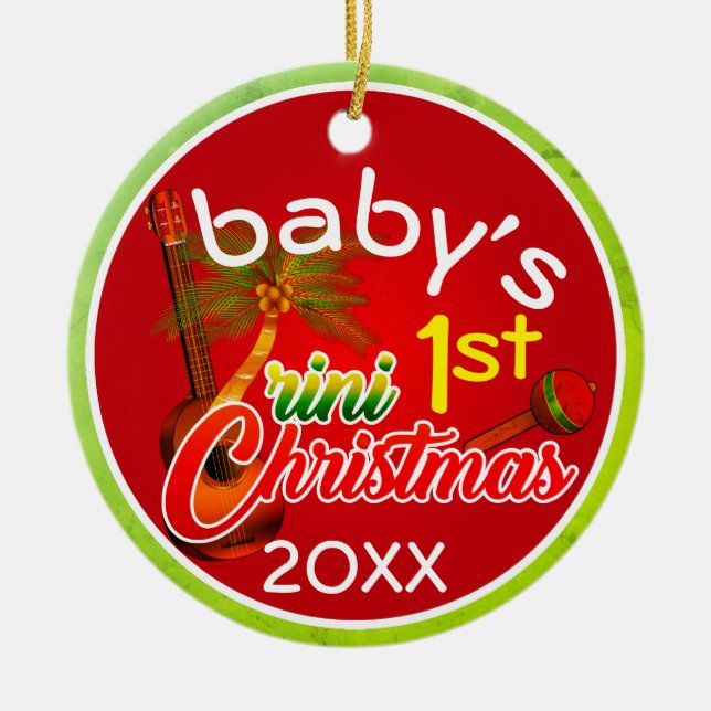 Baby's 1st Trini Christmas Ceramic Ornament (Front)