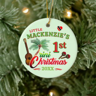 Baby's 1st Trini Christmas GREEN Ceramic Ornament