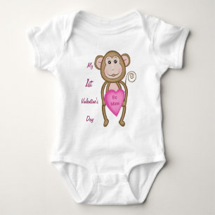 Baby's 1st Valentine's Day Monkey T-Shirt Baby Bodysuit