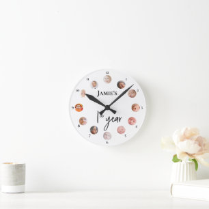 Baby's 1st year 12 month custom photos round clock