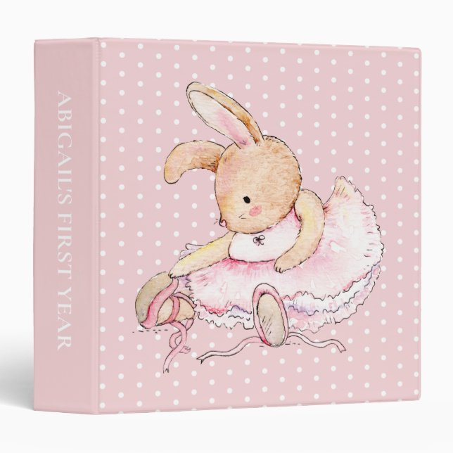 Baby's 1st Year Ballerina Bunny Polka Dots Binder (Front/Spine)