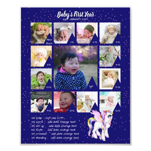 BABYS 1st YEAR PHOTO COLLAGE 8x12 $5 or less! (Front)