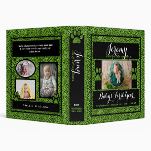 Baby's 1st Year Photo Scrapbook Green Cheetah Binder