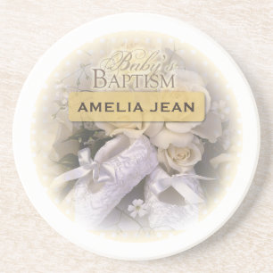 Baby's Baptism Neutral , Customizable Name, Amelia Coaster