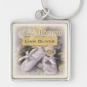 Baby's Baptism Neutral , Customizable Name, Keychain