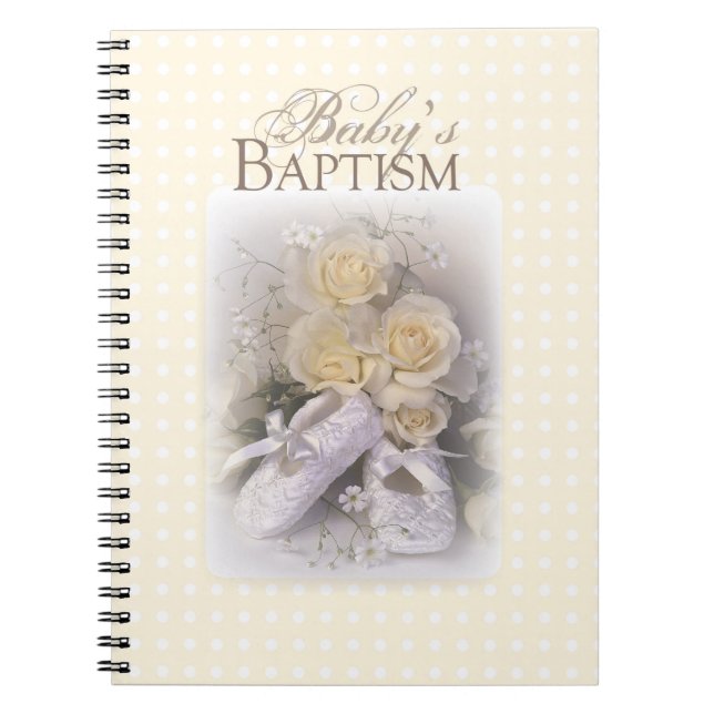 Baby's Baptism Neutral, Customizable Name, Liam Notebook (Front)