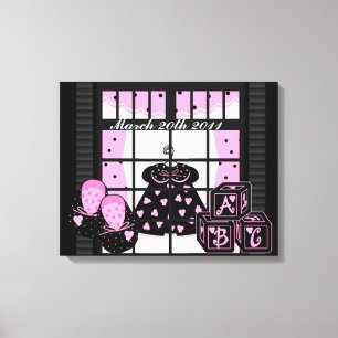 Baby's Birthdate Wrapped Canvas