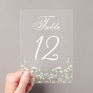 Baby's Breath Acrylic Table Number