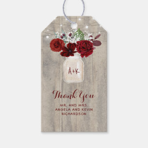 Baby's Breath and Burgundy Flowers Rustic Wedding Gift Tags