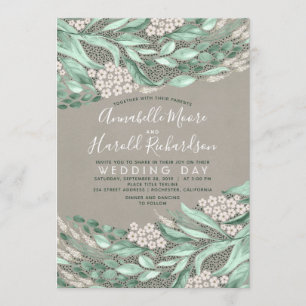 Baby's Breath and Greenery Elegant Rustic Wedding Invitation