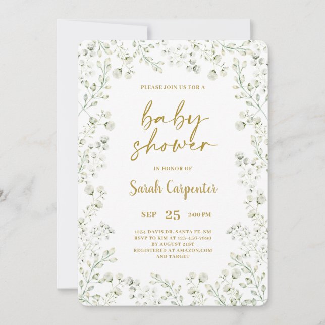 Baby's Breath Baby Shower Invitation (Front)