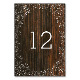 Baby's Breath Barn Wood Numéro de table