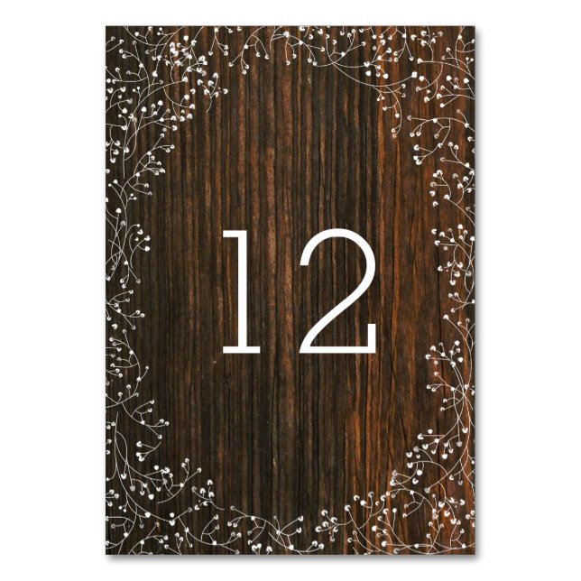 Baby's Breath Barn Wood Numéro de table (Par défaut)