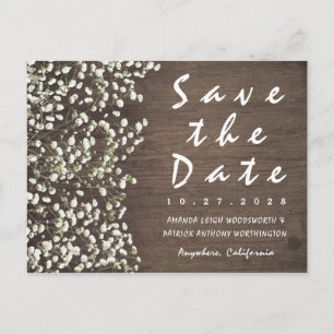 Baby's Breath Barn Wood Save The Date Cards