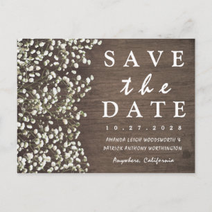 Baby's Breath Barn Wood Save The Date Cards