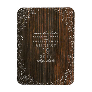 Baby's Breath Barn Wood Save The Date Magnet