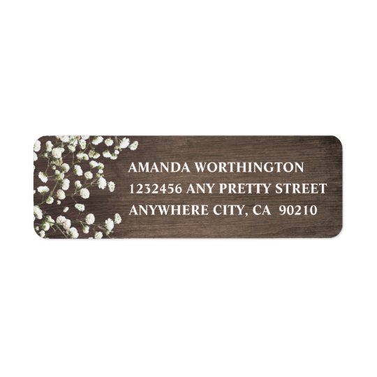 Baby's Breath Barn Wood Wedding Address Labels