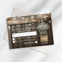 Baby's Breath Barrel Country Rustic Wedding RSVP