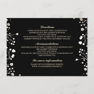 Baby's Breath Black Wedding Details - Information Enclosure Card