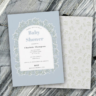 Baby's Breath Blue Boy Gypsophila Baby Shower Invitation