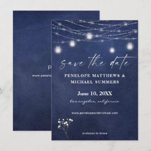 Baby's Breath Blue Chalkboard Save The Date