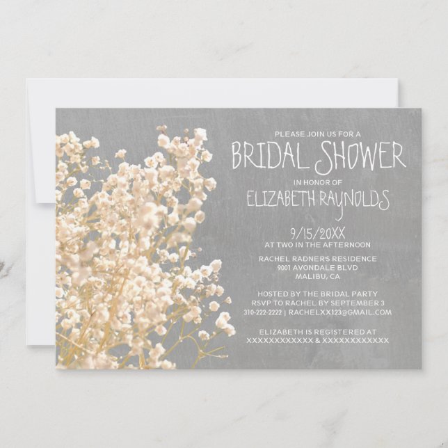 Baby's Breath Bridal Shower Invitations (Front)