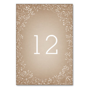 Baby's Breath Card Stock Inspired Table Number