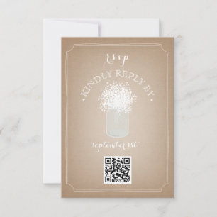Baby's Breath Cardstock Inspired Mason Jar QR Code RSVP Card