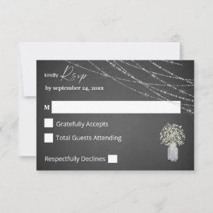 Baby's Breath,  Chalk & String Lights no Meal RSVP